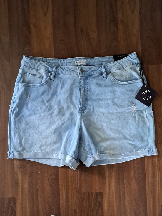Ava & Viv Pants - Ava & Viv Light Blue Denim Jean Shorts with Raw Hem